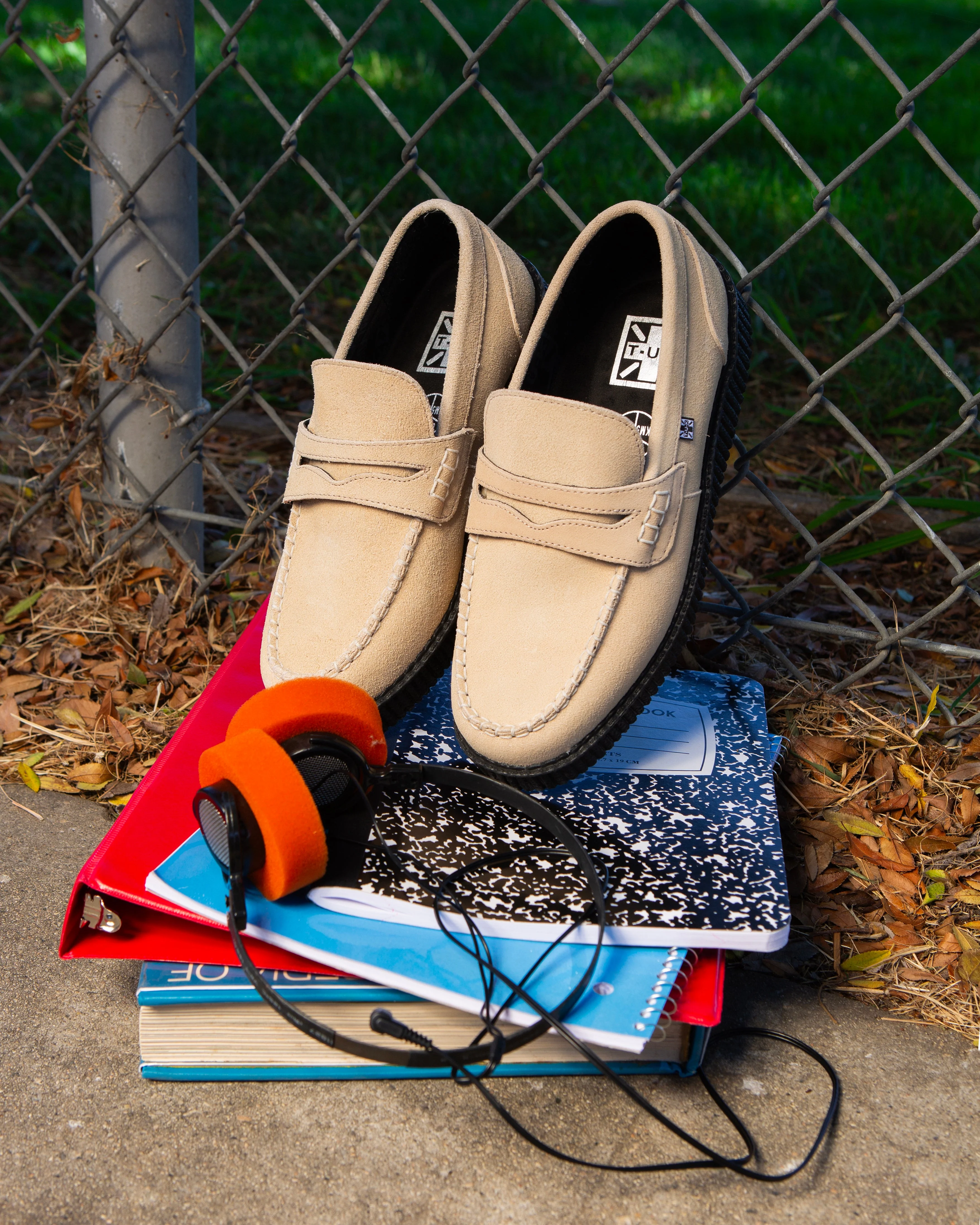 Tan Suede Penny Loafer Viva Low Creeper