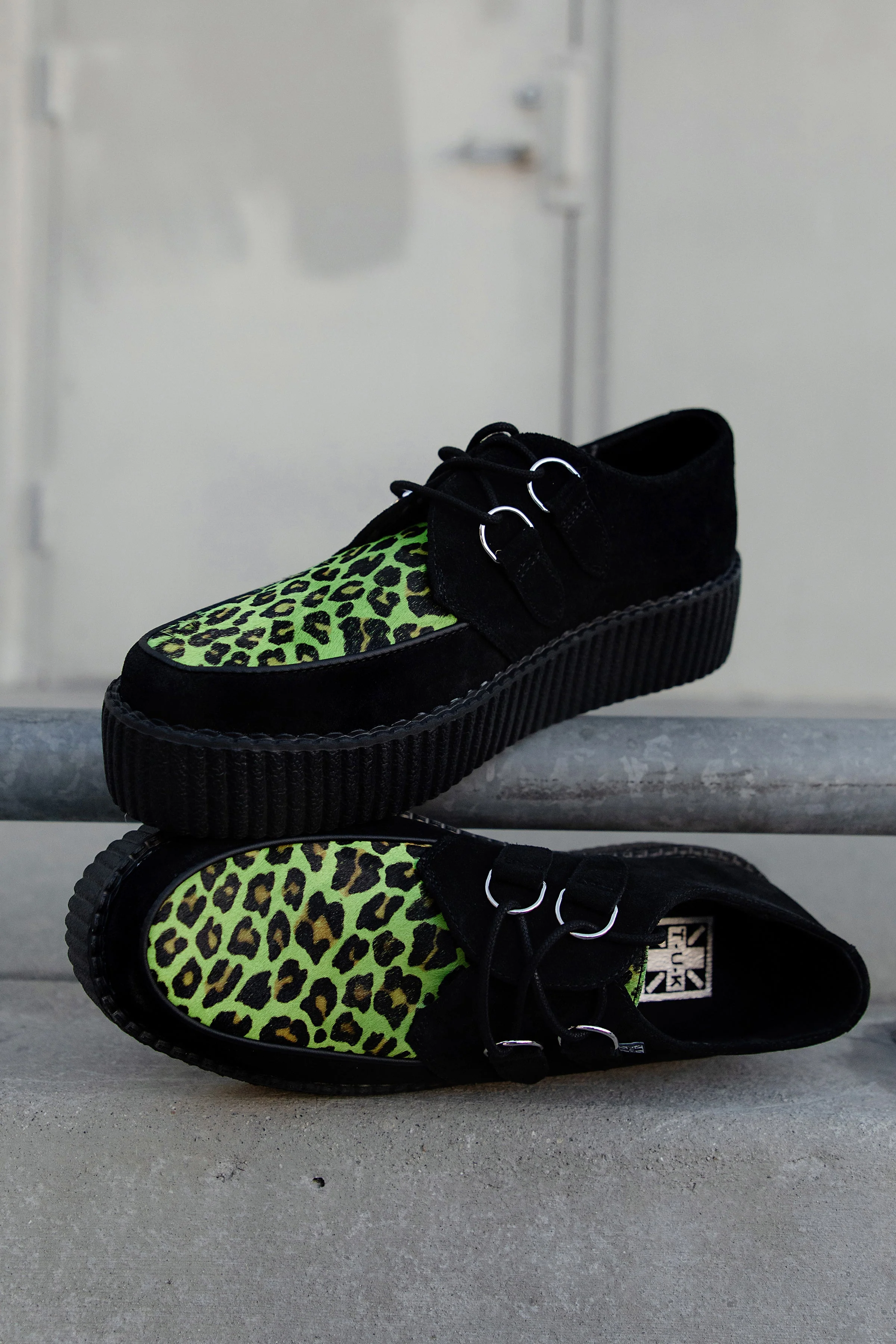 Black & Green Leopard Suede Mondo Creeper