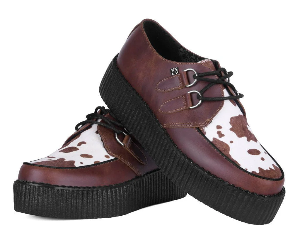 Brown Leather Cow Print Viva Mondo Creepers