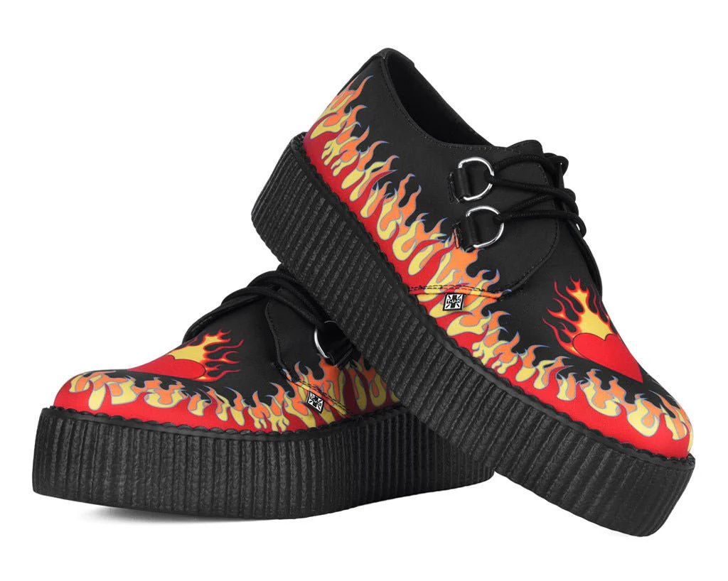 Black & Red Flaming Heart Viva Mondo Creeper