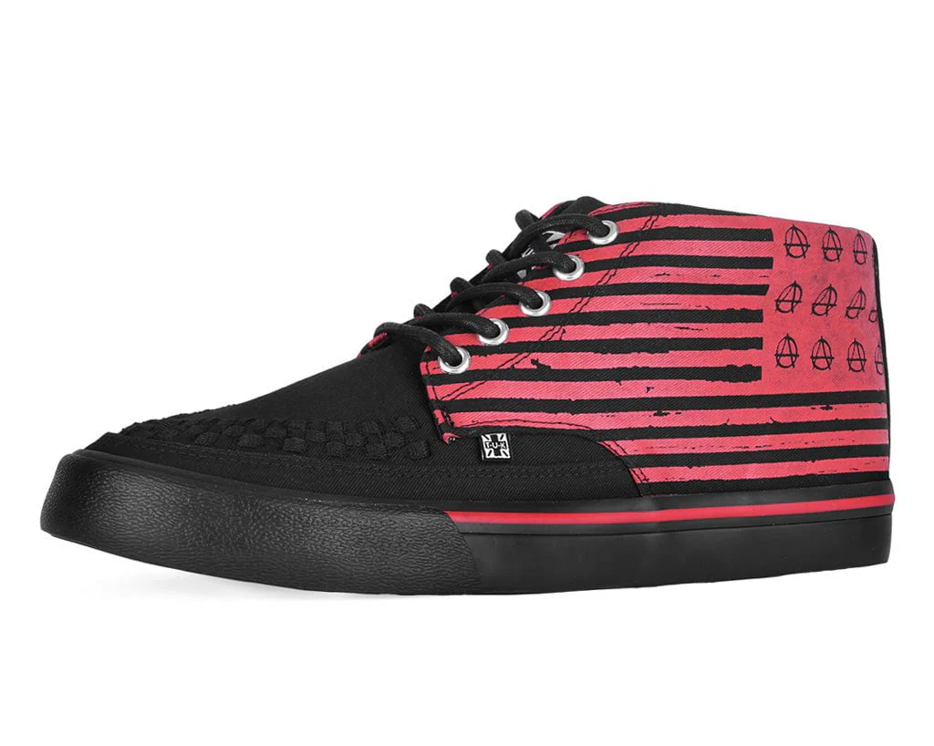 Black & Red Anarchy Striped 5 Eye Sneaker