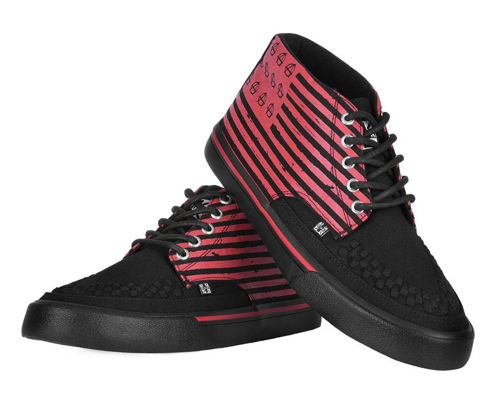 Black & Red Anarchy Striped 5 Eye Sneaker