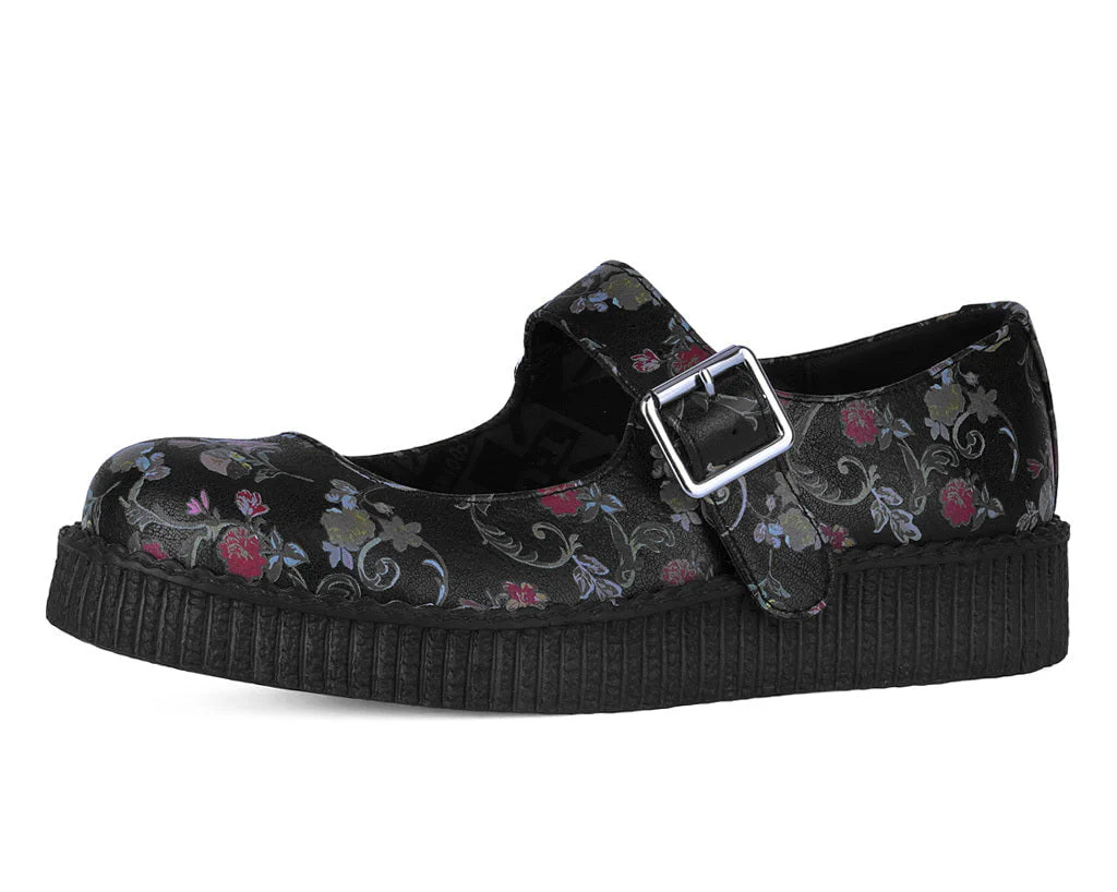 Black Floral Viva Low Mary Jane